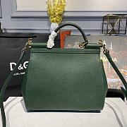 D&G Medium Dauphine Leather Sicily Bag In Green BB6002 Size 25x12x22cm - 3