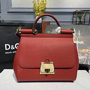 D&G Medium Dauphine Leather Sicily Bag In Red BB6002 Size 25x12x22cm - 1