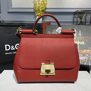 D&G Medium Dauphine Leather Sicily Bag In Red BB6002 Size 25x12x22cm