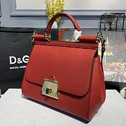 D&G Medium Dauphine Leather Sicily Bag In Red BB6002 Size 25x12x22cm - 4