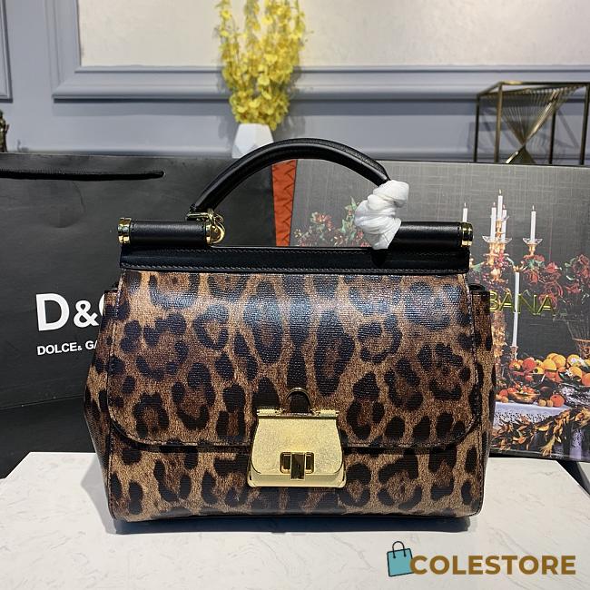 D&G Medium Dauphine Leather Sicily Bag In Leo Pard BB6002 25cm - 1