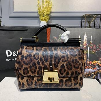 D&G Medium Dauphine Leather Sicily Bag In Leo Pard BB6002 25cm