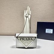 Prada Brushed Leather Shoulder Bag In White 1BH189  - 1