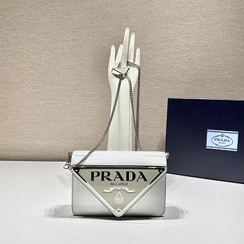 Prada Brushed Leather Shoulder Bag In White 1BH189 