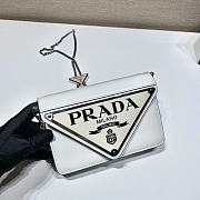 Prada Brushed Leather Shoulder Bag In White 1BH189  - 4