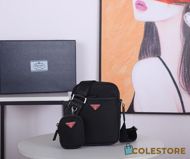 Prada Nylon & Saffiano Leather Bag With Strap In Black 2VH112 - 1