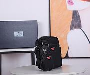 Prada Nylon & Saffiano Leather Bag With Strap In Black 2VH112 - 6