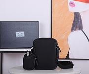 Prada Nylon & Saffiano Leather Bag With Strap In Black 2VH112 - 5