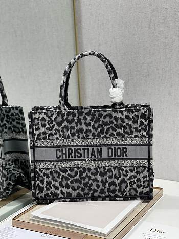 Dior Book Tote Grey Multicolor Mizza Embroidered Size 36x28cm