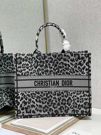 Dior Book Tote Grey Multicolor Mizza Embroidered Size 41cm