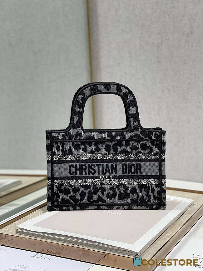Dior Book Tote Grey Multicolor Mizza Embroidered Size 24cm - 1