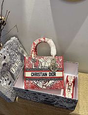 Dior Medium Lady D-lite Raspberry Toile Reverse Embroidery Size 24cm - 1