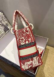 Dior Medium Lady D-lite Raspberry Toile Reverse Embroidery Size 24cm - 6