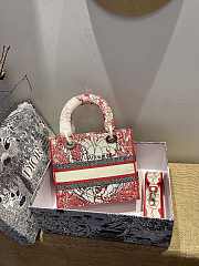 Dior Medium Lady D-lite Raspberry Toile Reverse Embroidery Size 24cm - 4