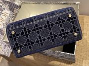 Dior Medium Lady D-lite Dark Blue Embroidery Size 24cm - 5