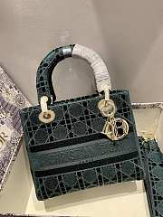 Dior Medium Lady D-lite Green Embroidery Size 24cm - 6