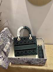 Dior Medium Lady D-lite Green Embroidery Size 24cm - 4