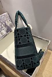 Dior Medium Lady D-lite Green Embroidery Size 24cm - 2