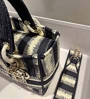 Dior Medium Lady D-lite Stripes Embroidery Size 24cm  - 4