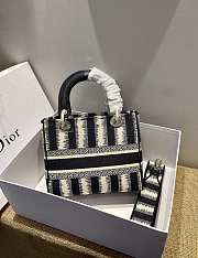 Dior Medium Lady D-lite Stripes Embroidery Size 24cm  - 6