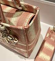 Dior Medium Lady D-lite Pink Stripes Embroidery Size 24cm  - 6