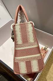 Dior Medium Lady D-lite Pink Stripes Embroidery Size 24cm  - 3