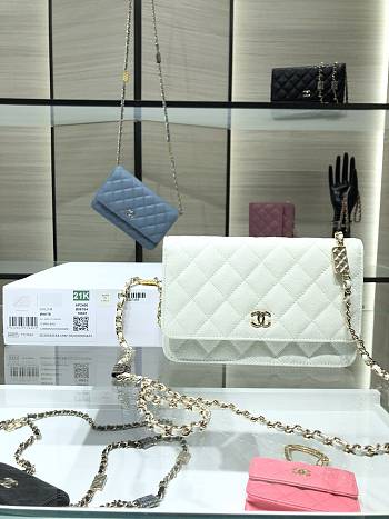 Chanel Wallet On Chain Calfskin Caviar Leather In White AP2400