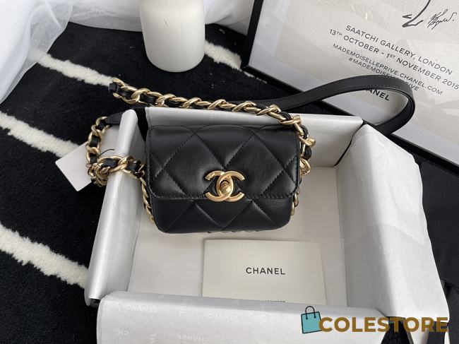 Chanel Mini Large Chain Around Bag In Black AS2833 Size 10x12x5cm - 1