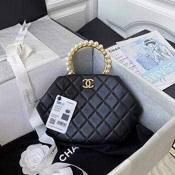 Chanel Clutch Sheepskin Artificial Pearl In Black AS2609 Size 30x25x4.5cm
