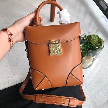 MCM SMALL Soft Berlin NS Crossbody Cognac In Brown 