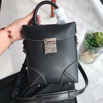 MCM Small Soft Berlin NS Crossbody Cognac In Black 