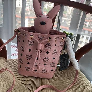 MCM Zoo Rabbit Drawstring In Pink Visetos MYZ8A 