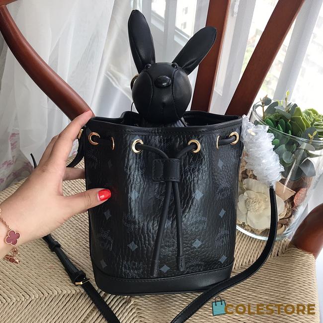 MCM Zoo Rabbit Drawstring In Black Visetos MYZ8A - 1