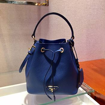 Prada Bucket Bag In Blue 1BZ032 Size 22x22x14cm