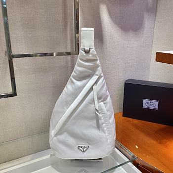 Prada Re-Nylon And White Leather Backpack 2VZ092 Size 26.5x37.5cm