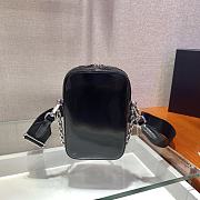 Prada Black Brush Leather Mini Bag 1BH183 Size 11x17.5x3.5cm - 3