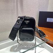 Prada Black Brush Leather Mini Bag 1BH183 Size 11x17.5x3.5cm - 2