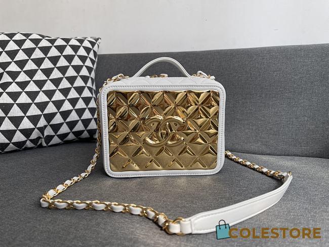 Chanel Vanity Sheepskin & Gold Plated Metal White AS2900 Size - 1
