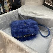 Chanel Shearling Lambskin Gold Metal Blue Mini Flap Bag AS2885 - 6