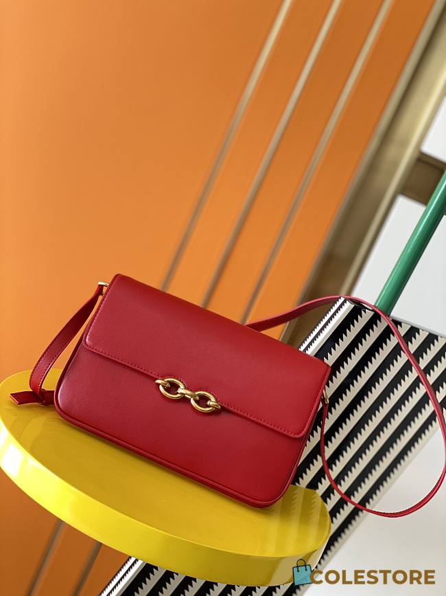 YSL Le Maillon Satchel In Red Smooth Leather 64979  - 1