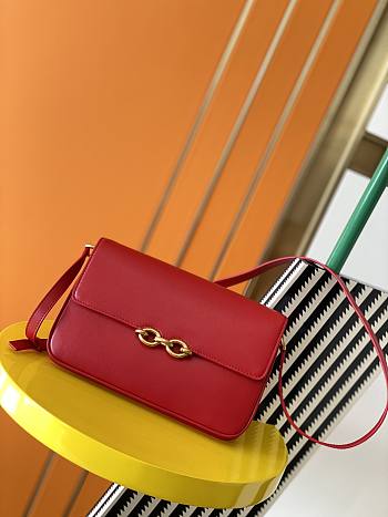 YSL Le Maillon Satchel In Red Smooth Leather 64979 