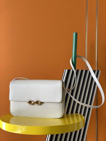 YSL Le Maillon Satchel In White Smooth Leather 64979 