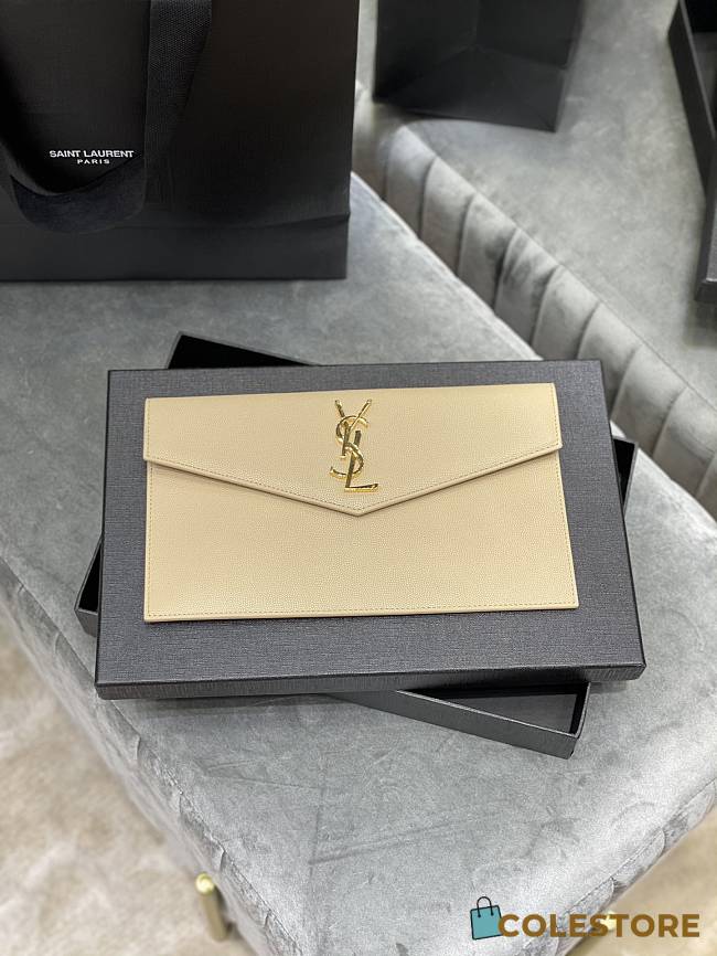YSL Monogram Clutch In Beige 565739 - 1
