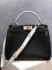 Fendi Peekaboo Black Selleria Bag With White Strap - 1