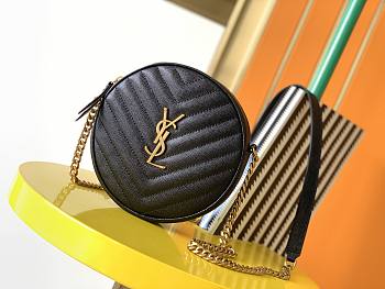 YSL Vinyle Quilted Bag In Black Logo 61043 Size 17x17x5.5cm