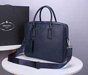 Prada Briefcase In Blue 0891 - 4