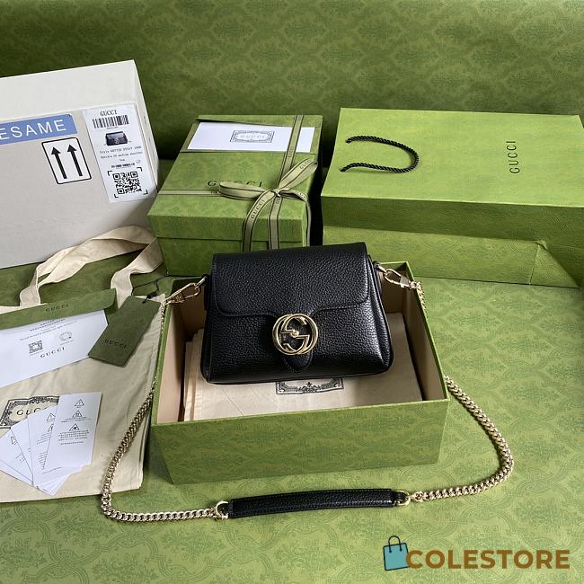 Gucci Logo Shoulder Bag In Black 607720 Size 22x15x7cm - 1