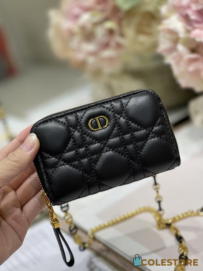 Dior Compact Zipped Wallet Black Supple Canange Calfskin  - 1