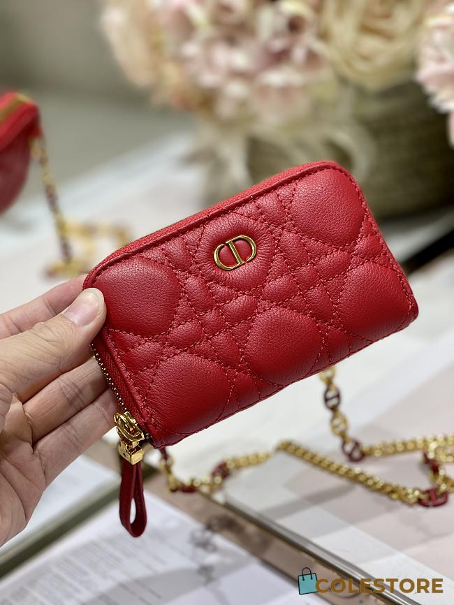 Dior Compact Zipped Wallet Red Supple Cannange Calfskin  - 1