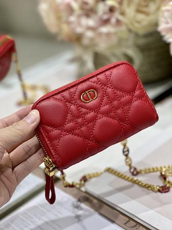 Dior Compact Zipped Wallet Red Supple Cannange Calfskin 